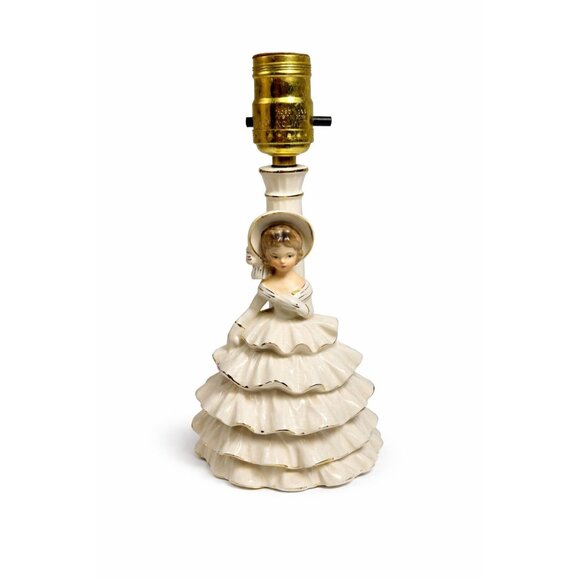 Japan Other - Porcelain Boudoir Table Small Night Light TV Television Lamp Southern Belle Girl